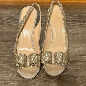 Gorgeous glittery Kate Spade heels with bow size 9.5 (fits like 9) $25